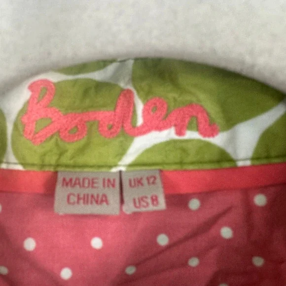 Boden Womens Green White Polka Dot Button Down Shirt UK 12 US 8 Cotton - Picture 4 of 9